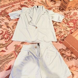 Light Sage Mint Two-Piece Blazer and Shorts Set
